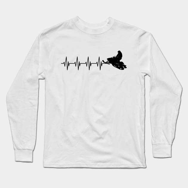 Snowmobile Heartbeat - Snowmobiling heartbeat Long Sleeve T-Shirt by KC Happy Shop